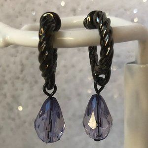 Purple Jewel Hoop Earrings